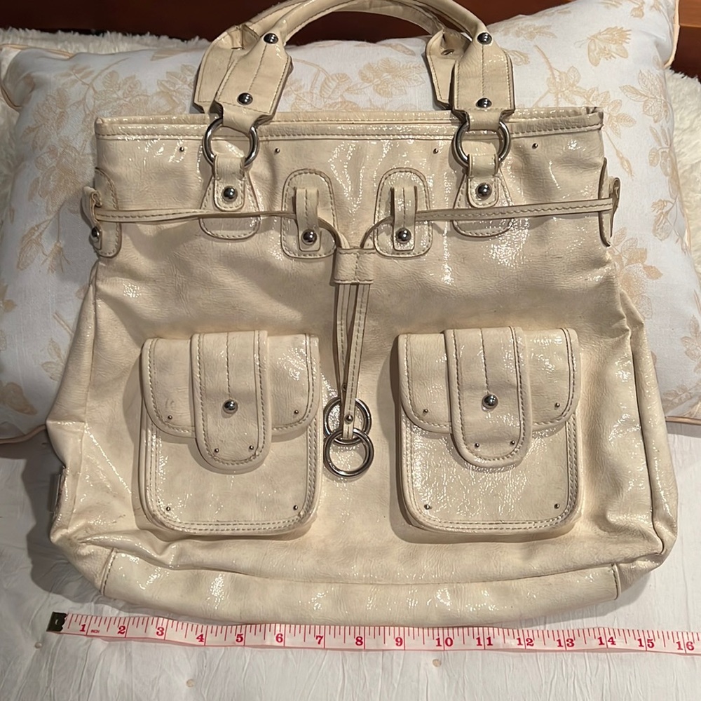 Luxy brand off white purse with silver